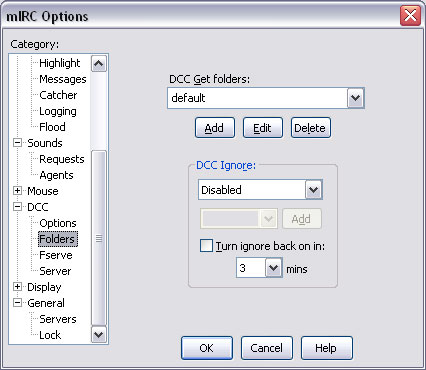 mIRC Options: Folders